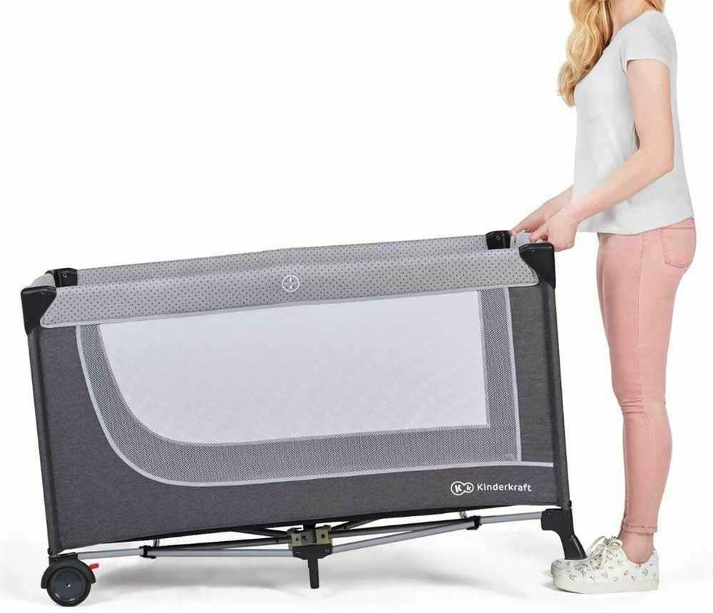 KINDERKRAFT kelioninė lovelė LEODY, pilka, KCLEOD00GRY0000