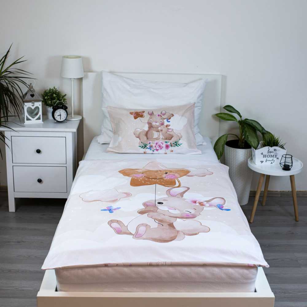 Patalynė bawełniana 100x135 Króliczek Gwiazdka smėlio sp. poszewka 40x60 JF24