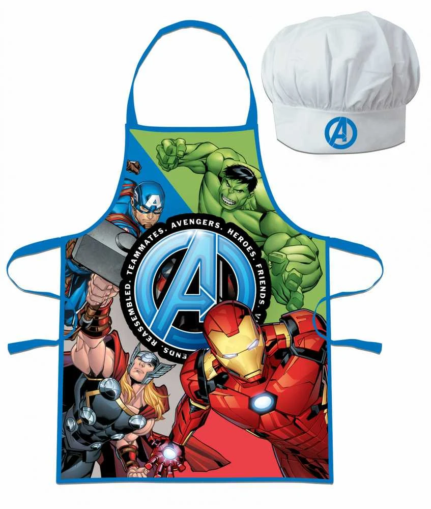 "Avengers" 2 dalių prijuostės ir kepurės rinkinys vaikams
