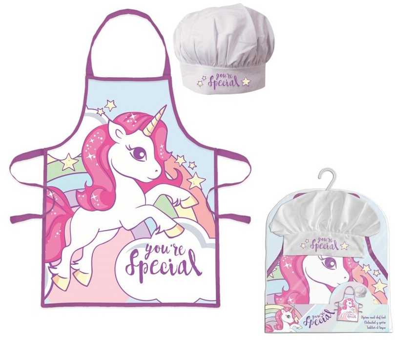 Unicorn Vienaragio prijuostės ir kepurės rinkinys mergaitėms - You're Special