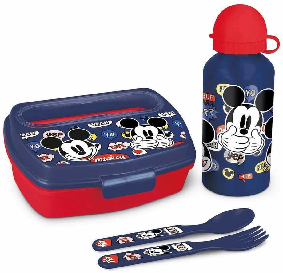 Mickey Mouse - Priešpiečių dėžutė set, 400ml water bottle, cutlery