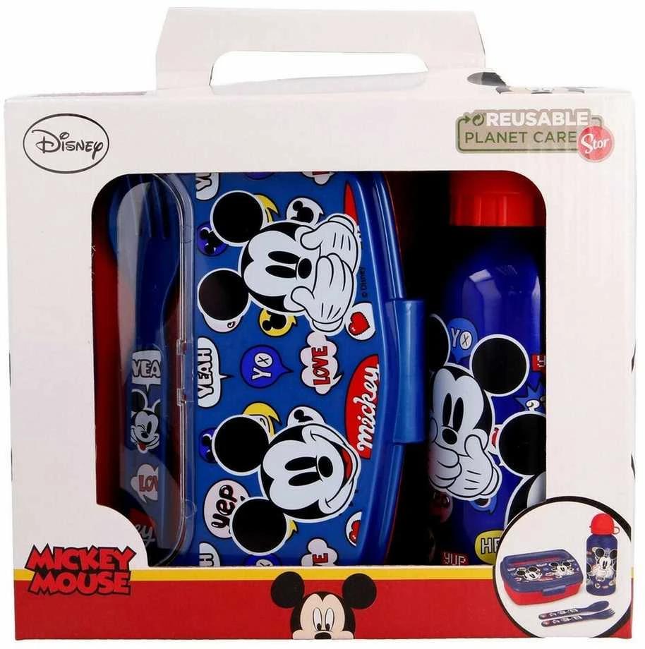 Mickey Mouse - Priešpiečių dėžutė set, 400ml water bottle, cutlery