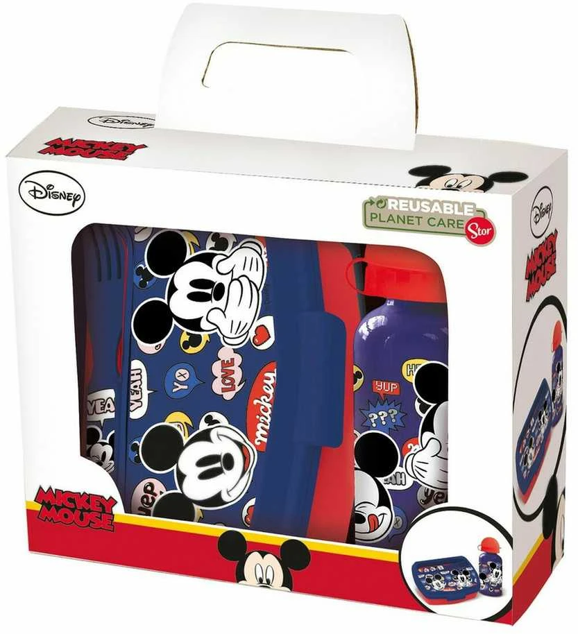 Mickey Mouse - Priešpiečių dėžutė set, 400ml water bottle, cutlery