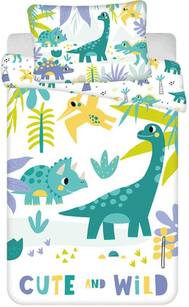 Patalynė bawełniana 100x135 Dinozaury turkusowa poszewka 40x60 August 24