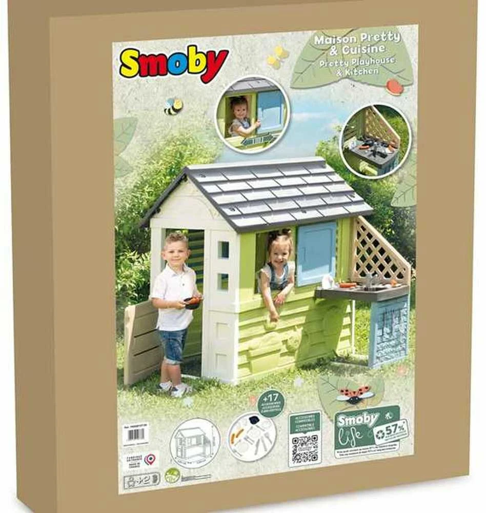 SMOBY Life lauko namelis PRETTY su virtuvėle ir 17 priedų