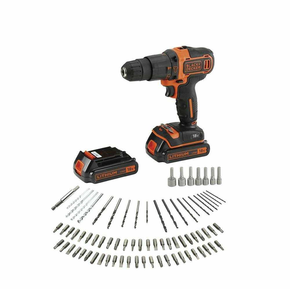 Black & Decker Juodas + DECKER PLAKŠKAS GRĄŽAS 18V 2x1,5Ah + 80vnt PRIEDAI