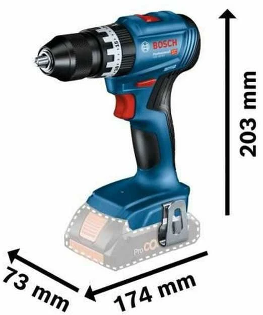 Bosch smūginis akumuliatorinis suktuvas gręžtuvas GSB 18V-45, 21/45Nm, be akumuliatoriaus ir kroviklio, kartoninė pakuotė