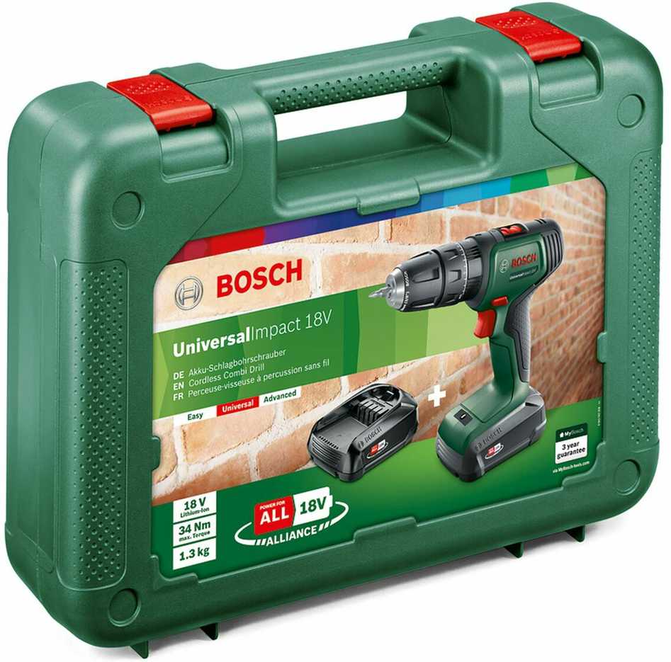 Bosch UniversalImpact18 (2x1,5) Akum.smūginis gręžtuvas