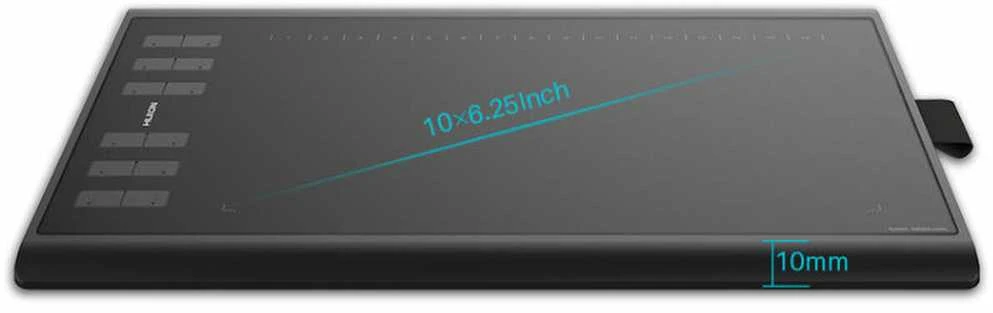 HUION H1060P grafinis planšetinis kompiuteris 5080 Lpi 250 x 160 mm USB Juodas