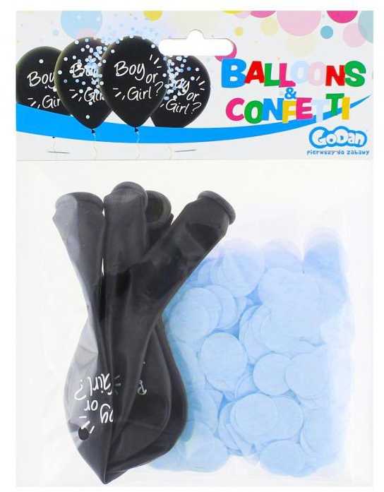 GoDan Berniukas arba mergina Gimtadienis Balloons su Mėlyna Konfeti - 30 cm - 4 vnt universalus