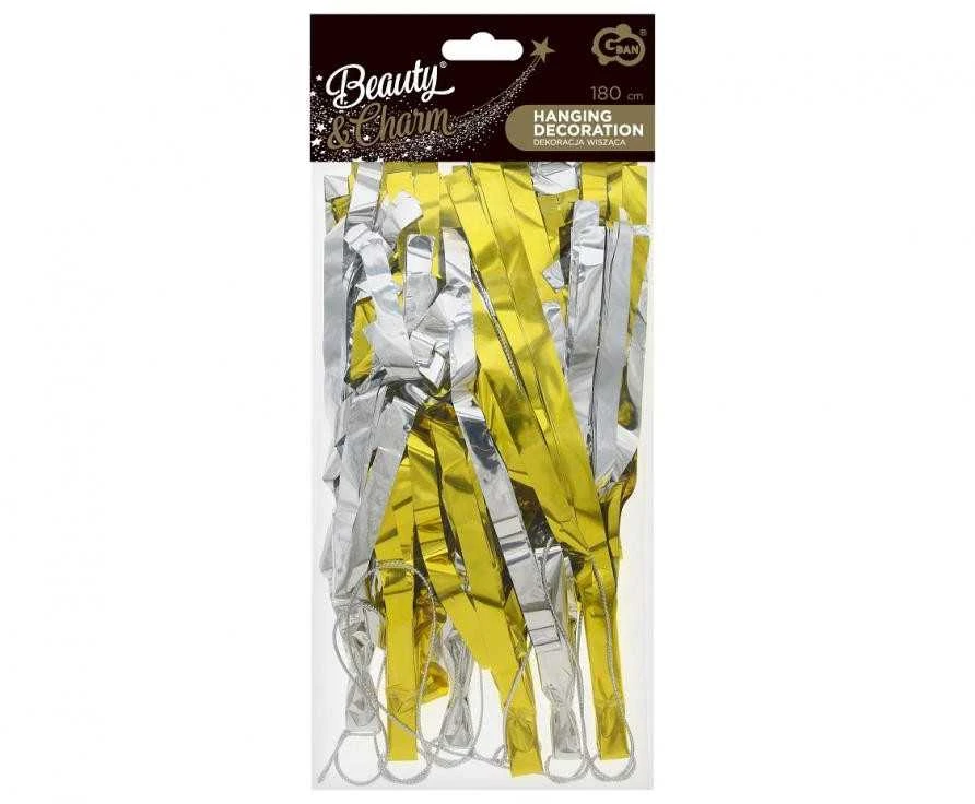 GoDan Vertical Decoration Gold-sidabrinė Fringes 180 cm