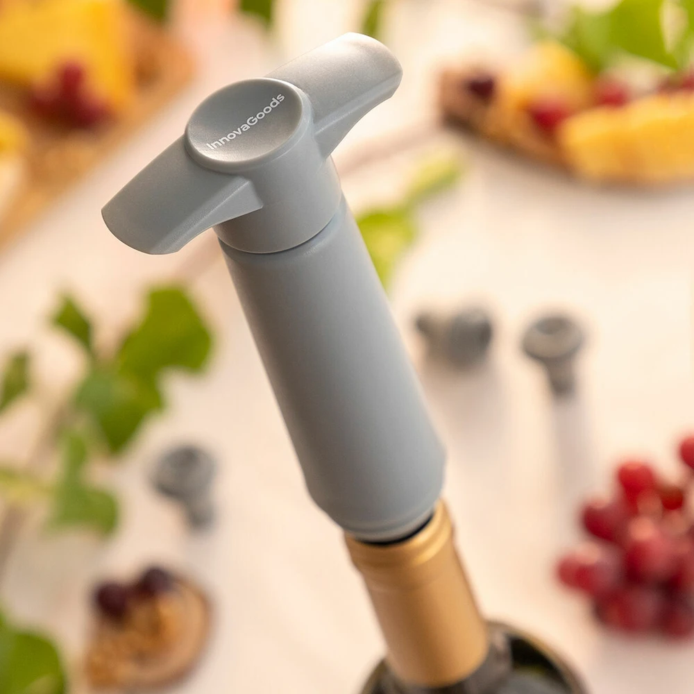 Vakuuminis siurblys ir vyno kamščiai Winuum InnovaGoods (4 kepurės)