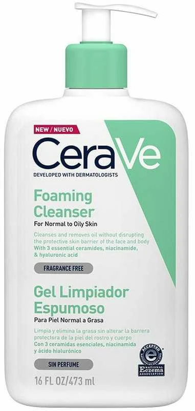 Putojantis veido ir kūno prausiklis normaliai ir riebiai odai Cerave Foaming Cleansing Gel, 1000 ml