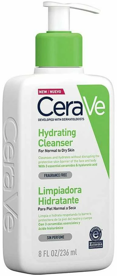 Drėkinamasis veido ir kūno prausiklis normaliai ir sausai odai Cerave Hydrating Cleanser, 236 ml