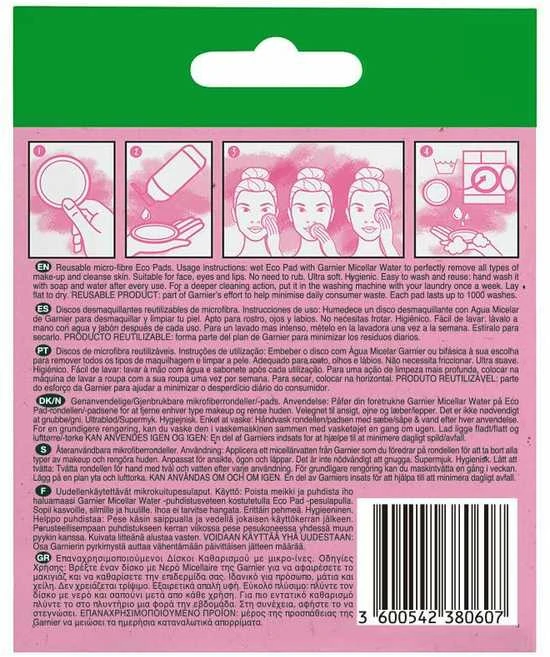 Garnier Skin Naturals Micellar Reusable Eco Pads Cleansiing Pads moterims, 3 pc