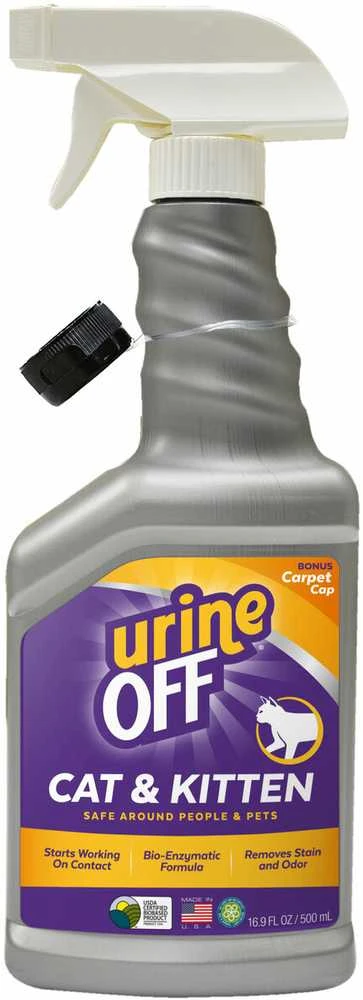 Urine Off urineOFF katėms ir kačiukams – šlapimo dėmių valiklis purškiklis – 500 ml