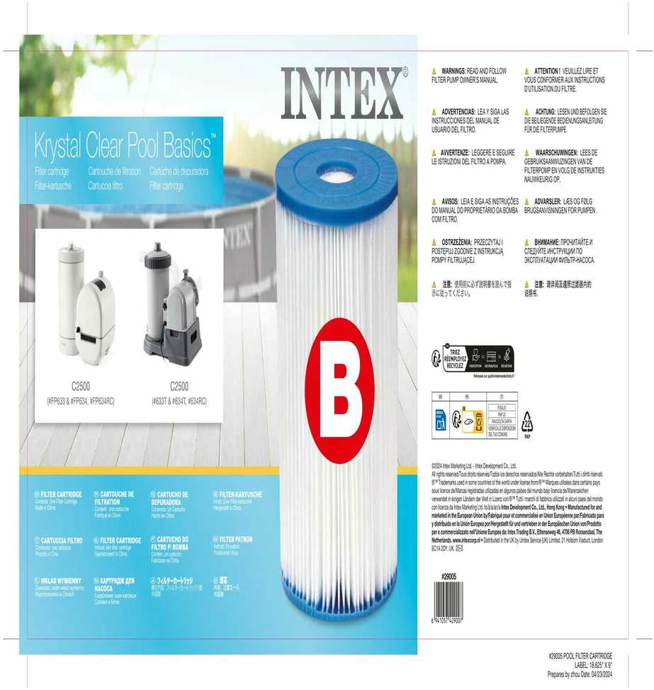 Intex filtro kasetė Type B 29005