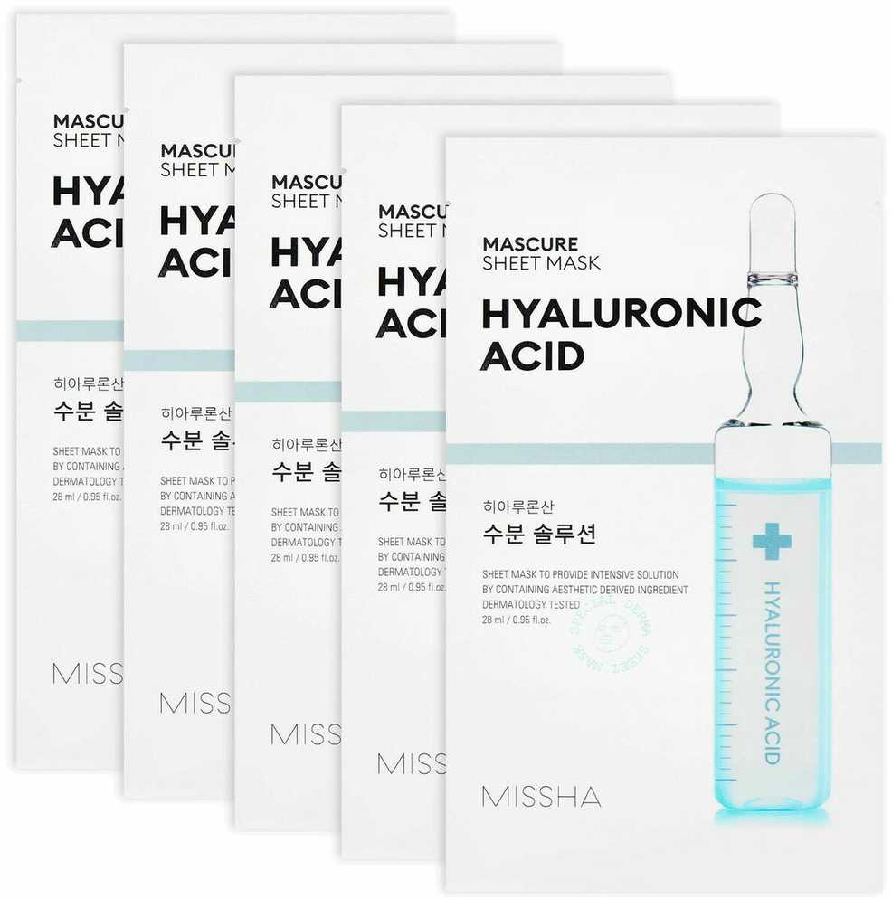 Missha Mascure Hyaluronic Acid Sheet Mask lakštinė veido kaukė su hialurono rūgštimi, 27 ml