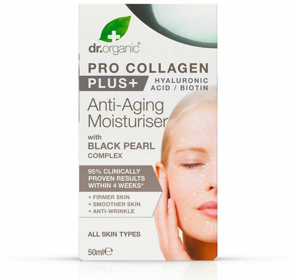 Dr.Organic Dr. organic PRO COLLAGEN+ juodas pearl antiaging cream 50 ml