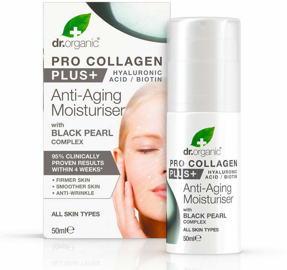 Dr.Organic Dr. organic PRO COLLAGEN+ juodas pearl antiaging cream 50 ml