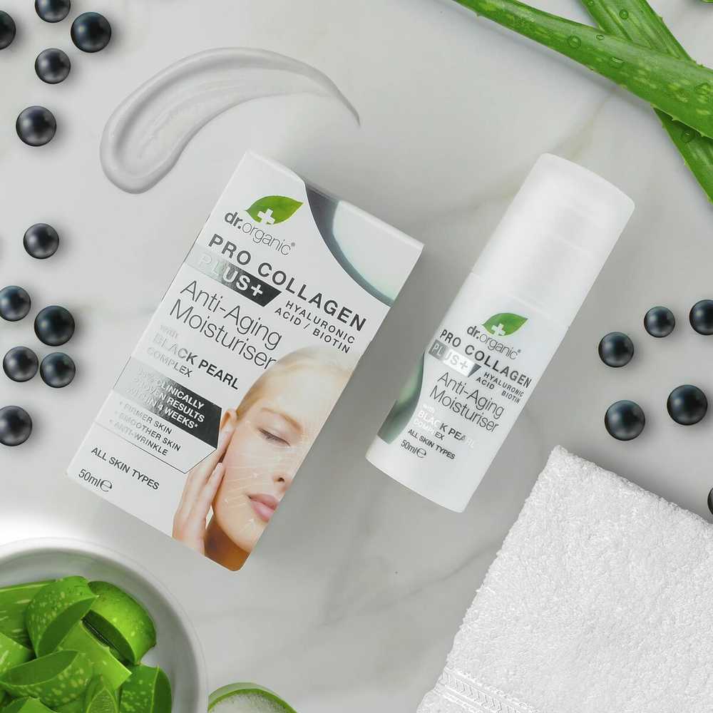 Dr.Organic Dr. organic PRO COLLAGEN+ juodas pearl antiaging cream 50 ml