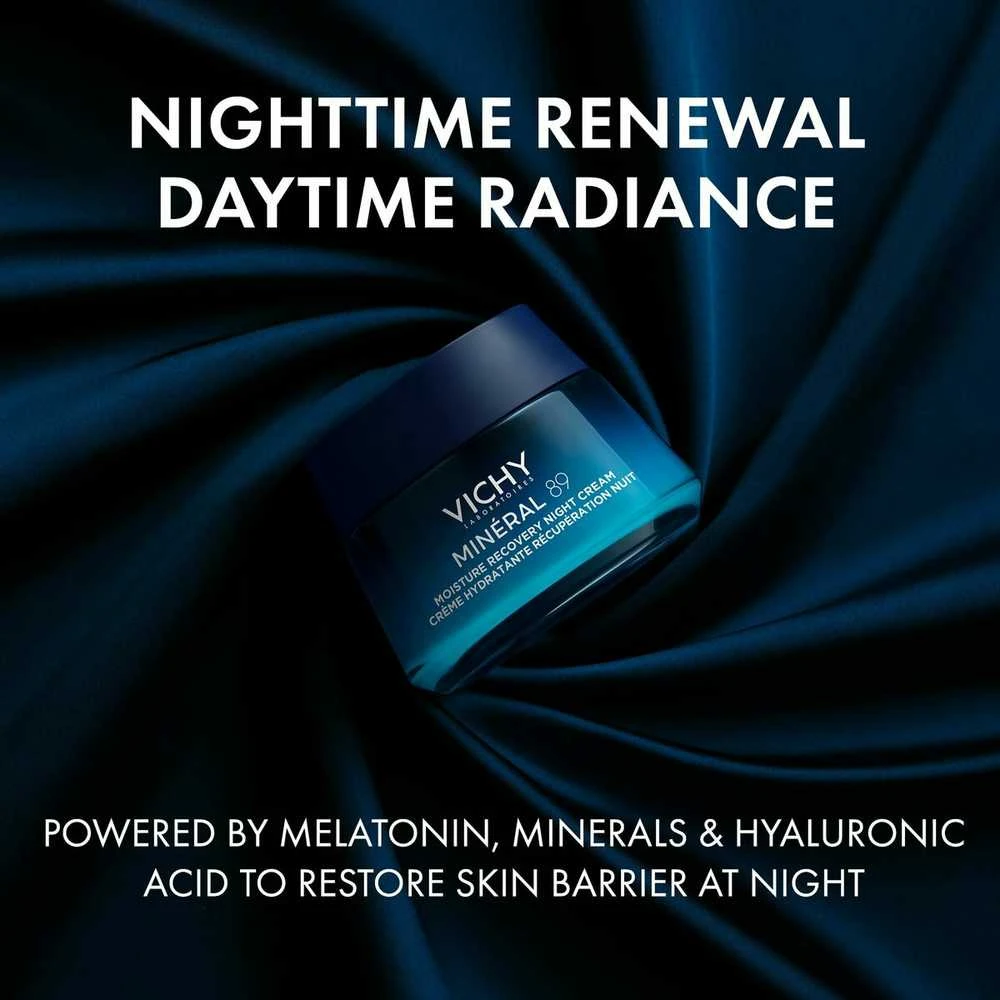Vichy Mineral 89 Night Recovery Moisturizing Kreminis drėgmę atkuriantis naktinis veido kremas, 50 ml