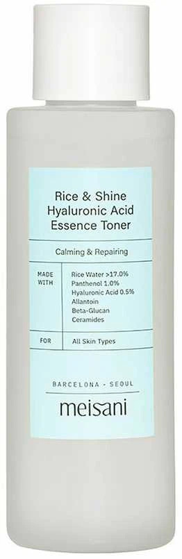 Meisani Rice & Shine Hyaluronic Acid Essence Toneris raminantis ir atkuriantis veido tonikas, 150 ml