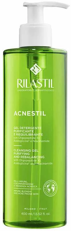 Rilastil Acnestil riebalų išsiskyrimą mažinantis valomasis gelis riebiai, į aknę linkusiai odai, 400 ml