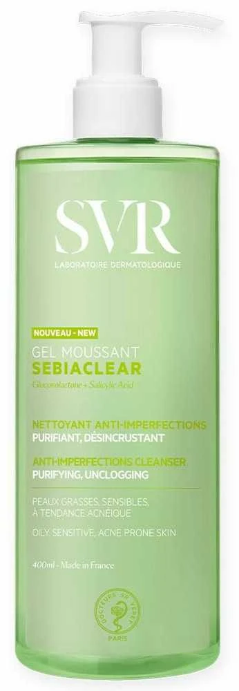 Svr Sebiaclear Gel Moussant bemuilis veido prausiklis jautriai, riebiai, probleminei odai, 400 ml