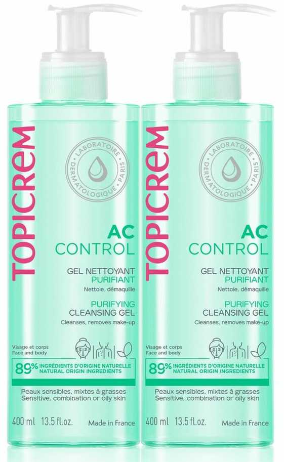 Topicrem AC purifying cleansing gel pack 2 x 400 ml