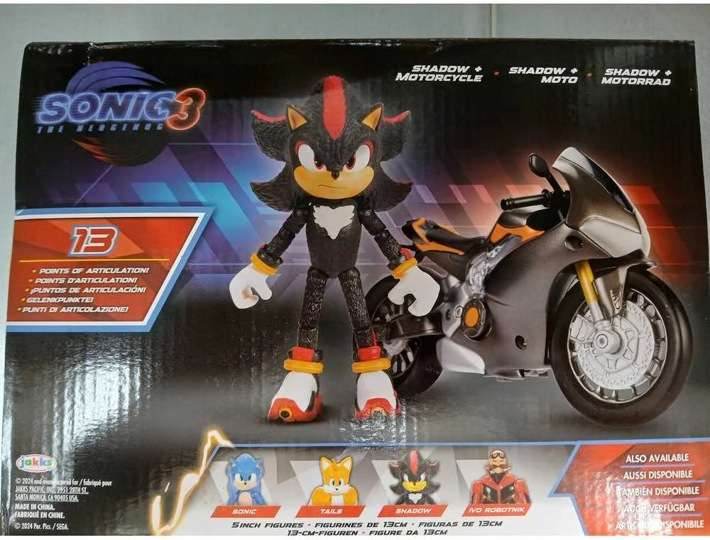 Jakks Pacific „Sonic 3“ filmas – 5 colių šešėlio figūrėlė su motociklu (424064)