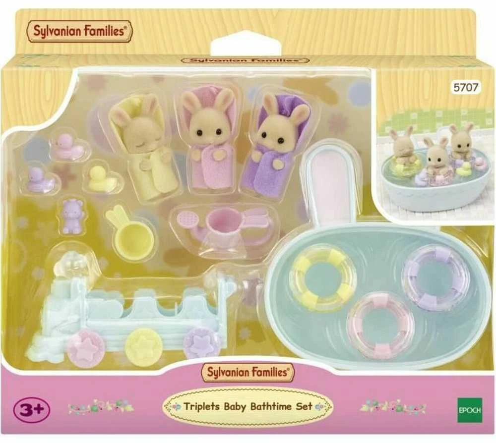 Sylvanian Families Epoch Figūrėlės biszkoptinių trynių kiškučių vonelėje rinkinys