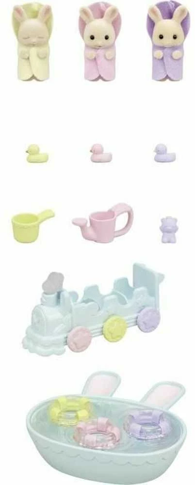 Sylvanian Families Epoch Figūrėlės biszkoptinių trynių kiškučių vonelėje rinkinys
