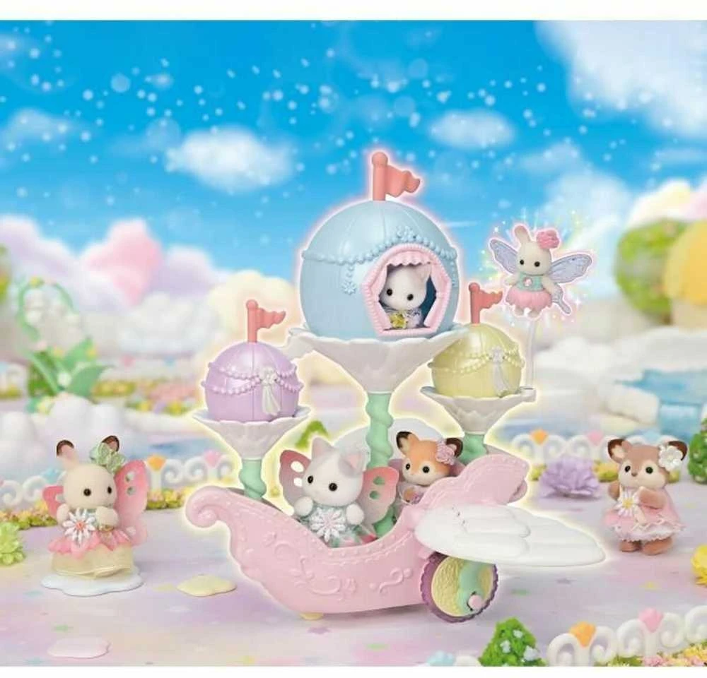 Sylvanian Families Epoch Figūrėlė su skraidančiu gėlių fėjų vežimėliu
