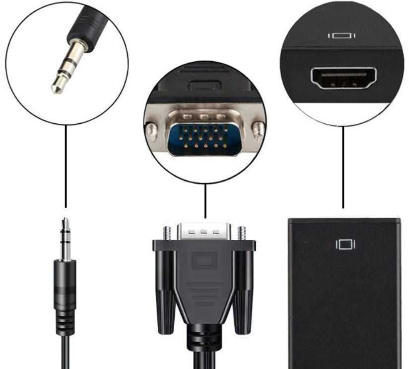 Adapteris VGA-HDMI su 3.5 mm ir USB jungtimis, 25 cm