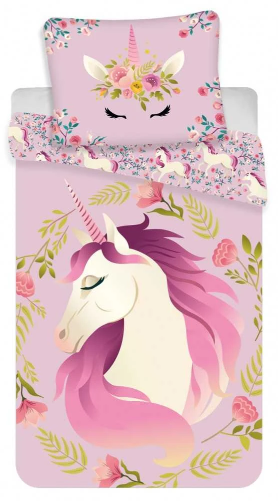 Patalynė bawełniana 140x200 Vienaragis Unicorn koń konik kucyk rožinė poszewka 70x90 August 23