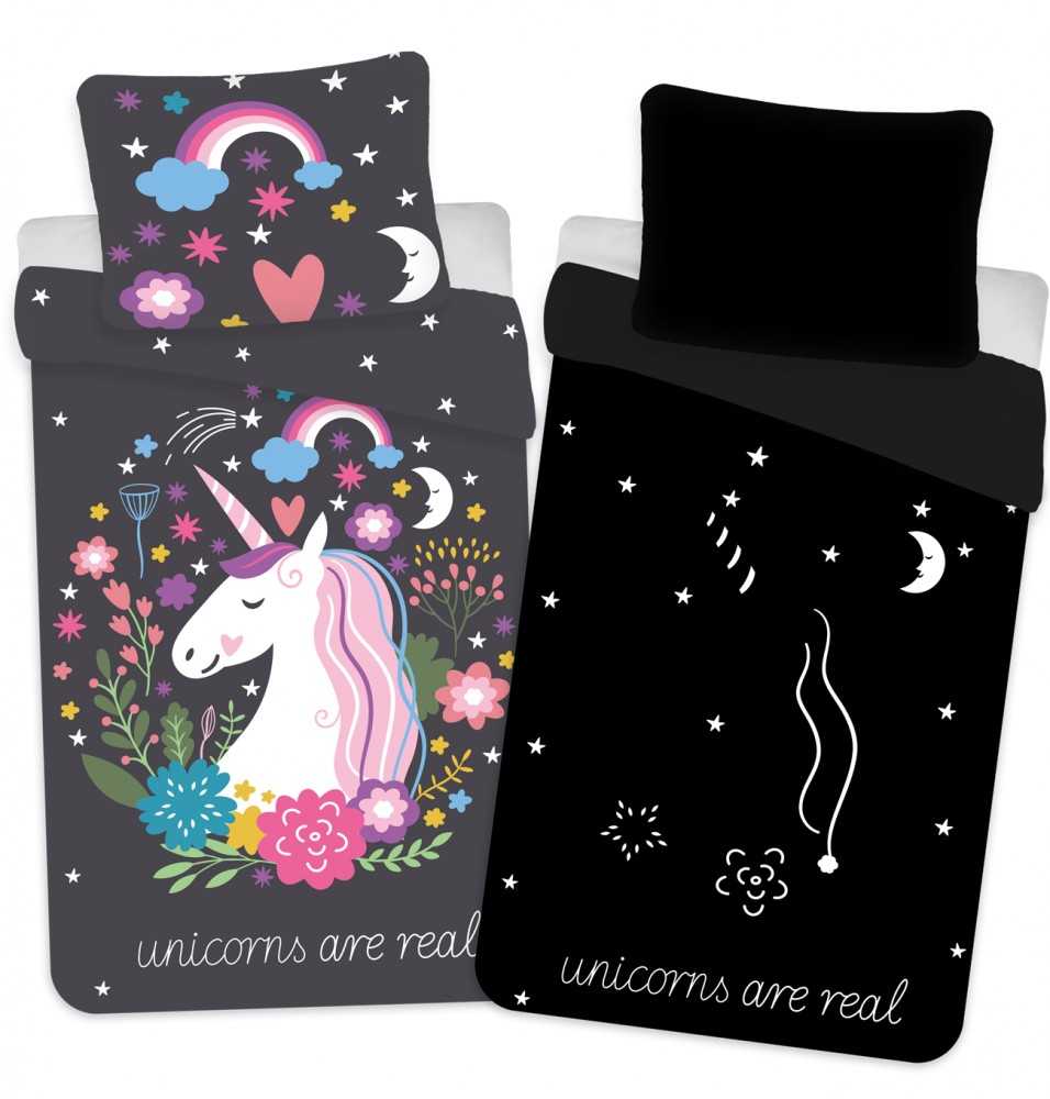 Unicorn Vaikiškos patalynės komplektas - Vienaragis - šviečiantis tamsoje