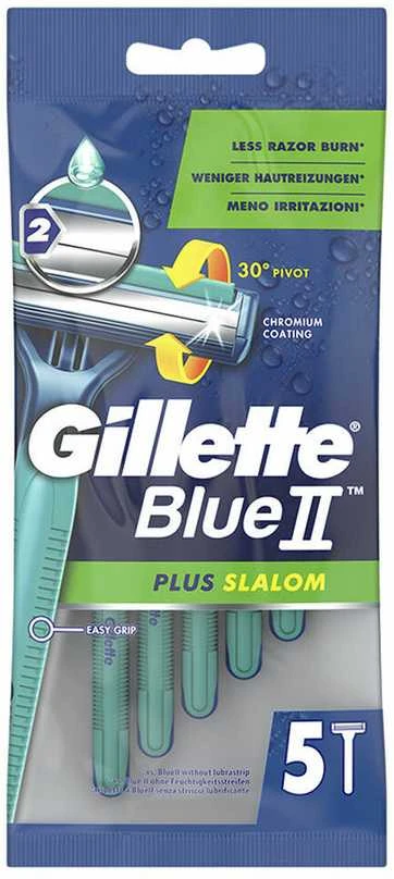 "Gillette Mėlyna Ii Plus Slalom" vienkartiniai skustuvai 5 vnt