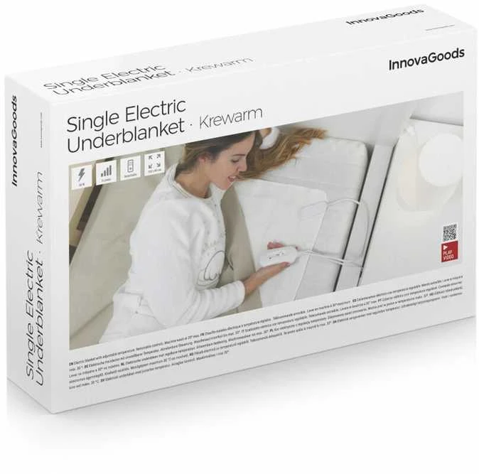 Vienvietis elektrinis antčiužinis Krewarm InnovaGoods 60 W 80 x 150 cm Balta