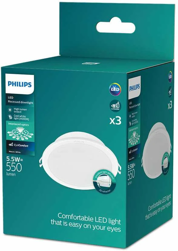 Įmontuojamas šviestuvas Philips Meson, 5.5W, 4000K, LED