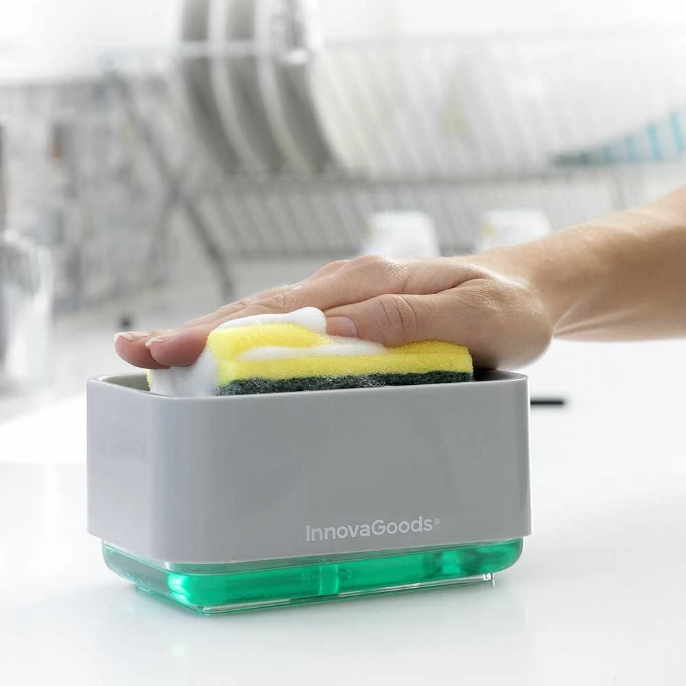 InnovaGoods muilo dozatorius 2 viename Pushoap skirta indams skysčio dozatorius kriauklei