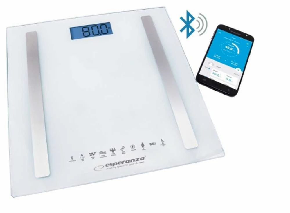 Svarstyklės su „Bluetooth“ funkcija Esperanza B.FIT EBS016W (baltos spalvos)