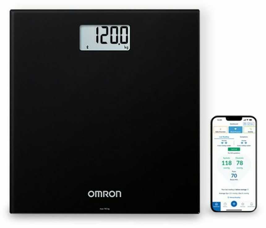 Svarstyklės Skaitmeninė Svarstyklė - Omron HN300T2 150kg Talpa Bluetooth LCD Ekranas Juoda