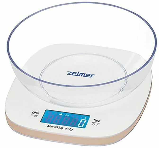 Virtuvinės svarstyklės Zelmer ZKS1451 Baltas dramblio kaulo spalvos kvadratinės elektroninės virtuvės svarstyklės