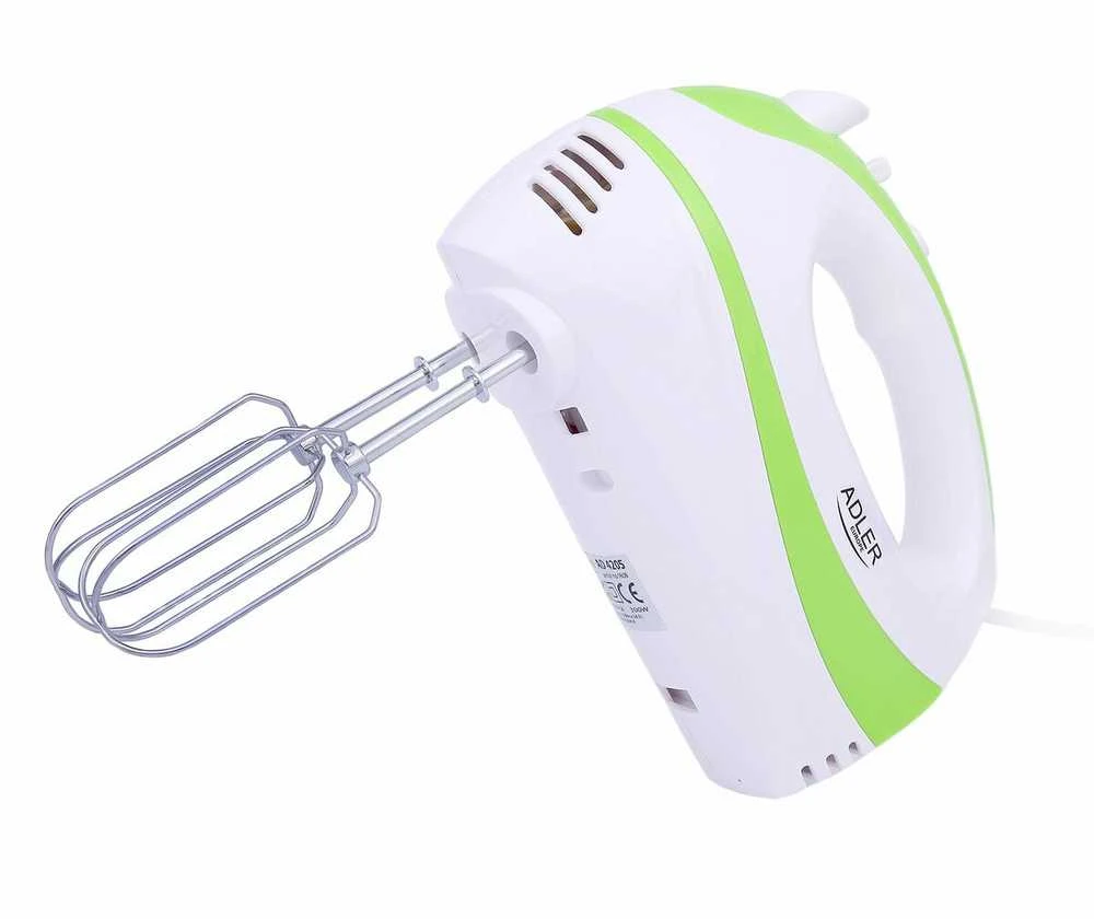 Plakiklis Adler | Mixer | AD 4205 g | Hand Mixer | 300 W | Greičių skaičius 5 | Turbo mode | Baltas/Žalias