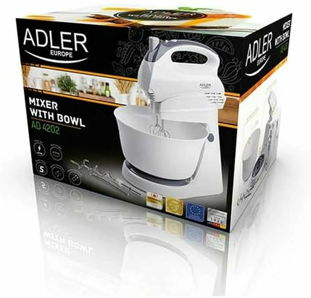 Virtuvinis kombainas Adler | Mixer | AD 4202 | Mixer with bowl | 300 W | Greičių skaičius 5 | Turbo mode | Baltas