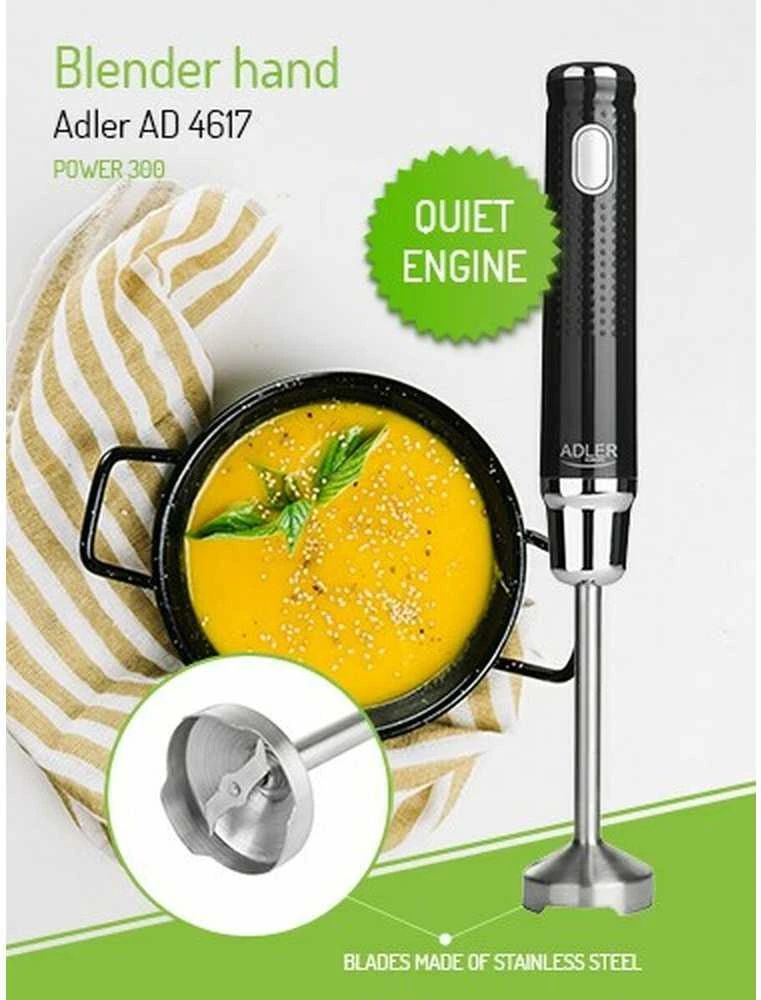 Adler | Maišytuvas | AD 4617 | Hand Maišytuvas | 300 W | Greičių skaičius 1 | Juodas