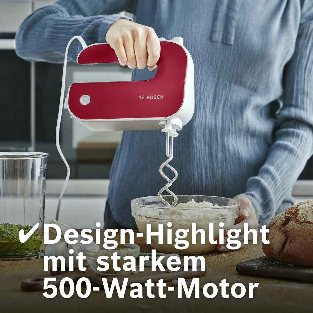 Bosch | Mixer | Styline MFQ40303 | Hand Mixer | 500 W | Greičių skaičius 5 | Turbo mode | Raudona
