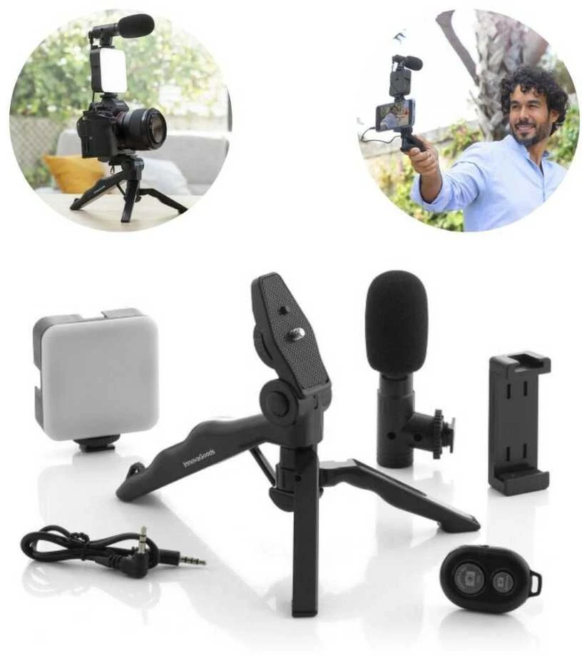 Vloginimui skirtas rinkinys su šviesa, mikrofonu ir nuotolinio valdymo pultu Plodni InnovaGoods 6 Dalys