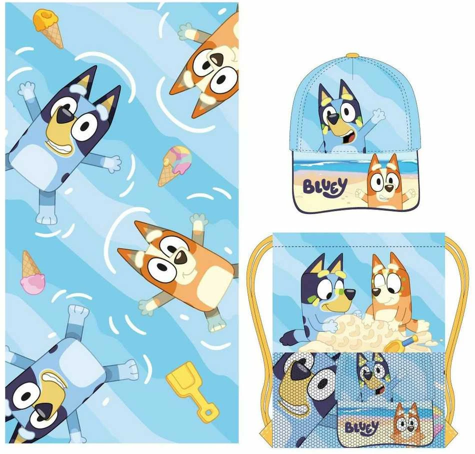 Rankšluostis "Bluey" rankšluosčio, sporto krepšio, beisbolo kepuraitės rinkinys